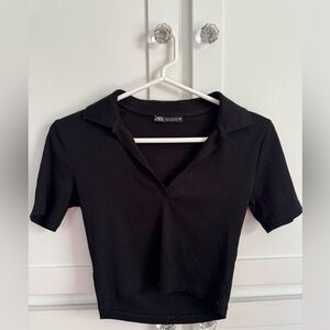 ZARA COLLARED CROP TOP